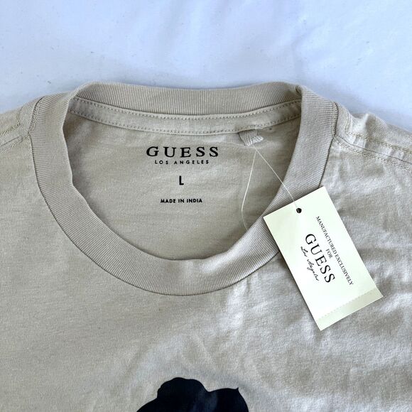 New Mens Guess Lucid Dreams Graphic Textured T-Shirt Sz L NWT Ecru Pearl - Picture 5 of 8